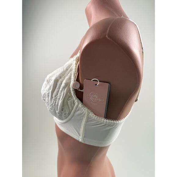 Cake Lingerie Balcony Style Flexible Wire White Embroidery Nursing Bra Size 34D - Picture 8 of 16
